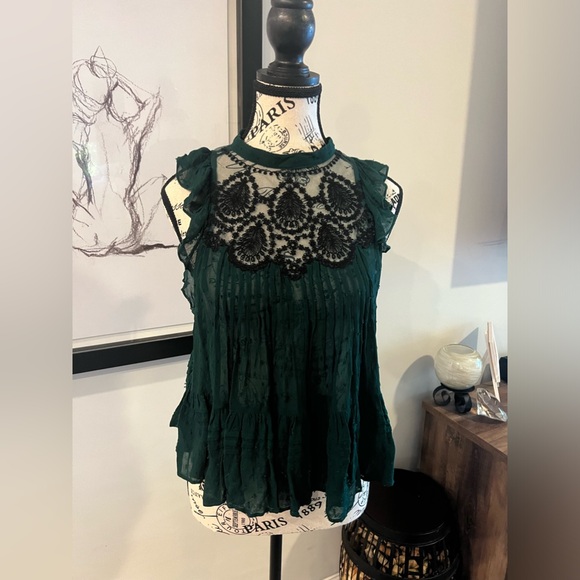 Free People Tops - Free people green dress blouse size small
